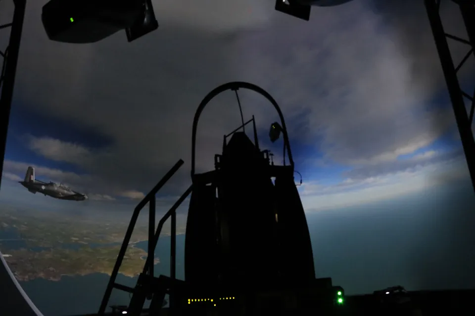 Replica cockpit inside a dome